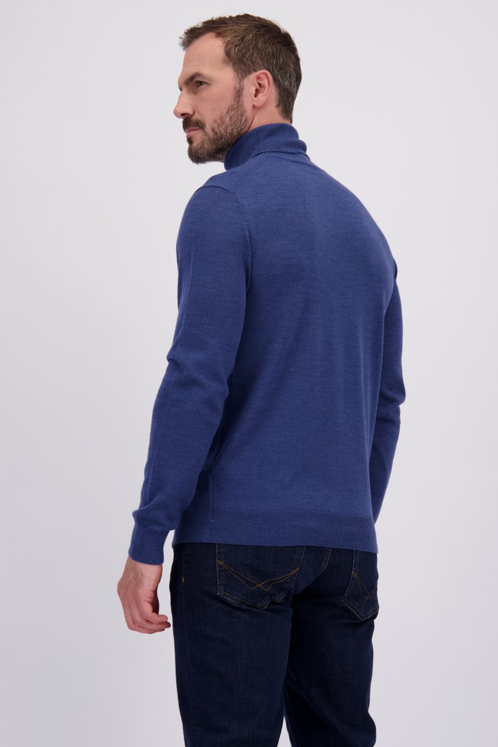 Le dos de Pull bleu à col roulé de Dansaert Black pour Hommes