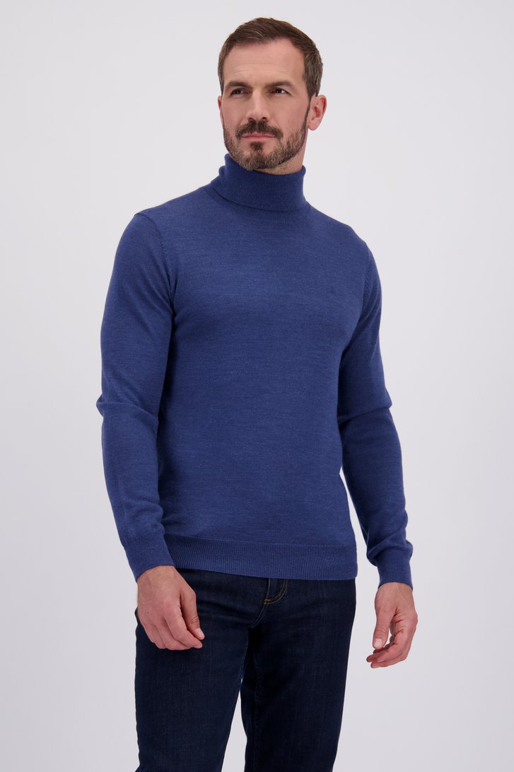 Le devant de Pull bleu à col roulé de Dansaert Black pour Hommes