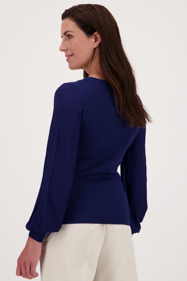 Pull bleu à manches ballon de Claude Arielle pour Femmes