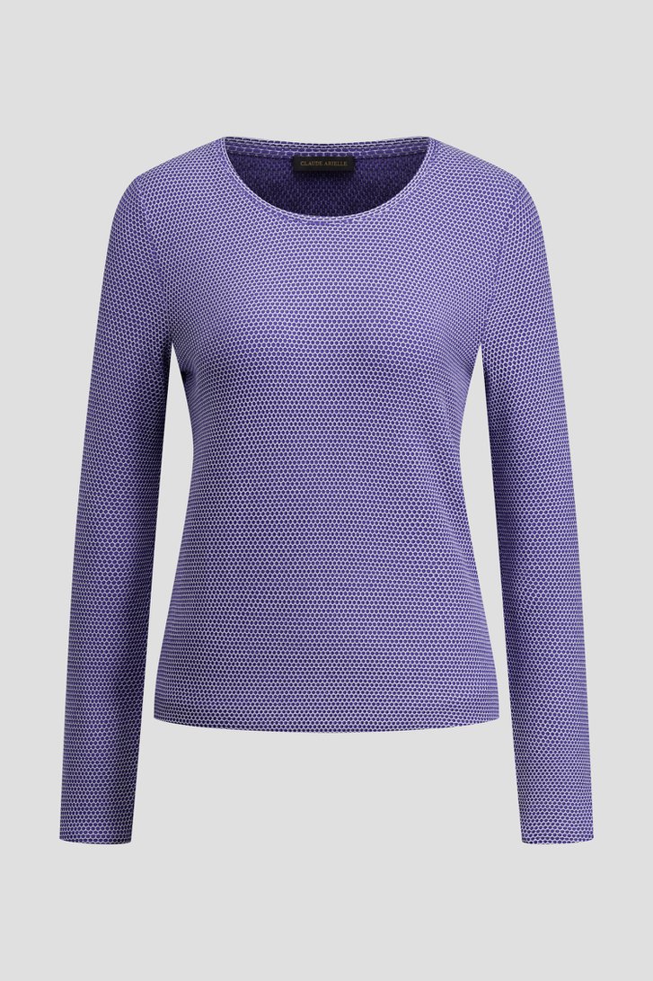 Photo produit 1 de Pull bleu avec motif à cercles blancs all-over de Claude Arielle pour Femmes
