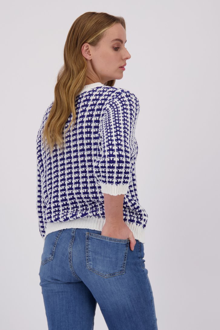 Pull bleu-blanc tricoté de More & More pour Femmes
