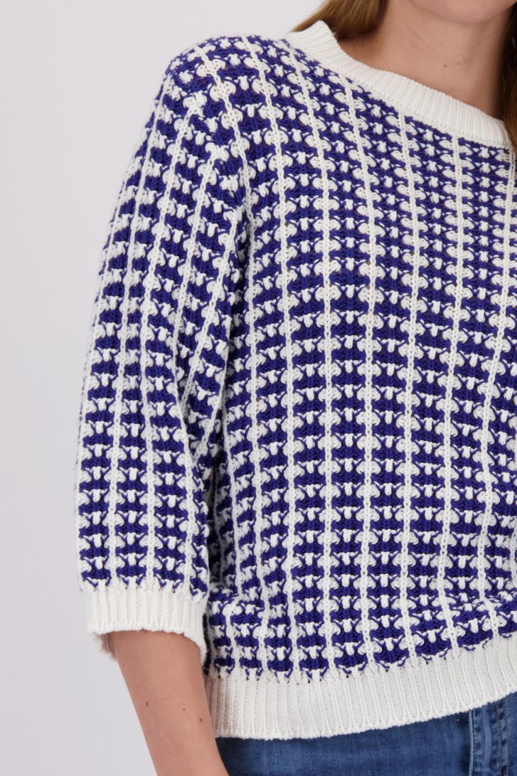 Pull bleu-blanc tricoté de More & More pour Femmes