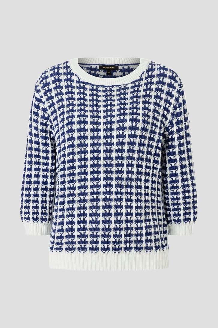 Pull bleu-blanc tricoté de More & More pour Femmes