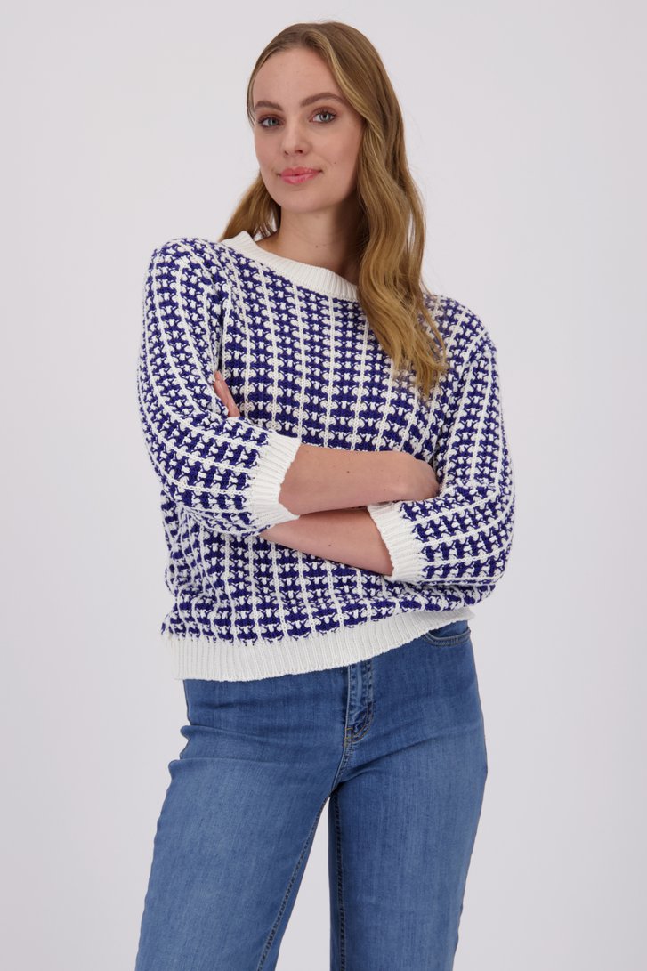 Pull bleu-blanc tricoté de More & More pour Femmes