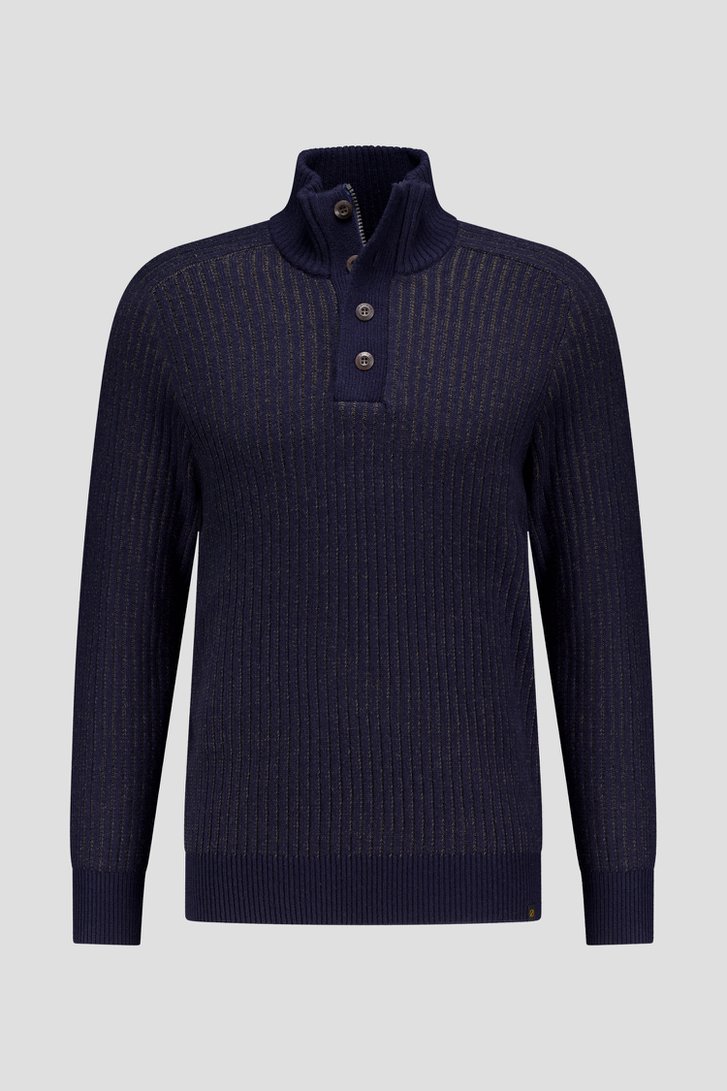 Photo produit 1 de Pull bleu chiné à col montant de Ravøtt pour Hommes