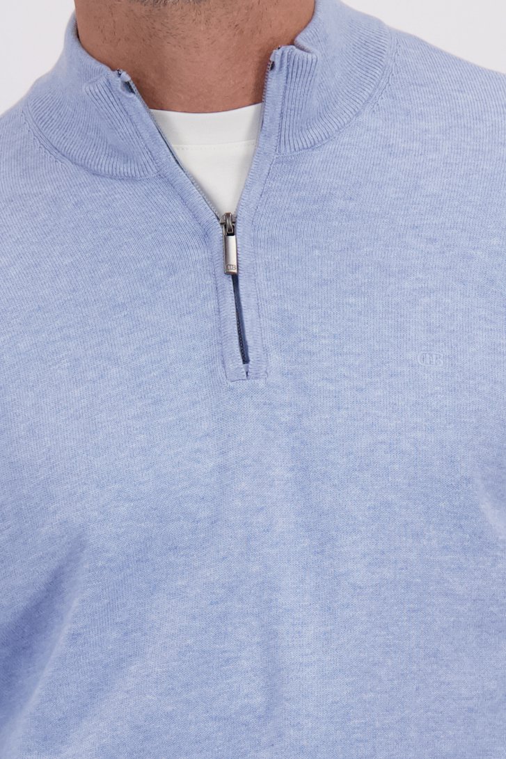Détail de Pull bleu clair à col zippé de Dansaert Blue pour Hommes