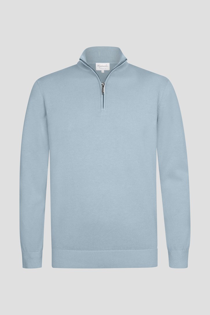 Photo produit 1 de Pull bleu clair à col zippé de Michaelis pour Hommes