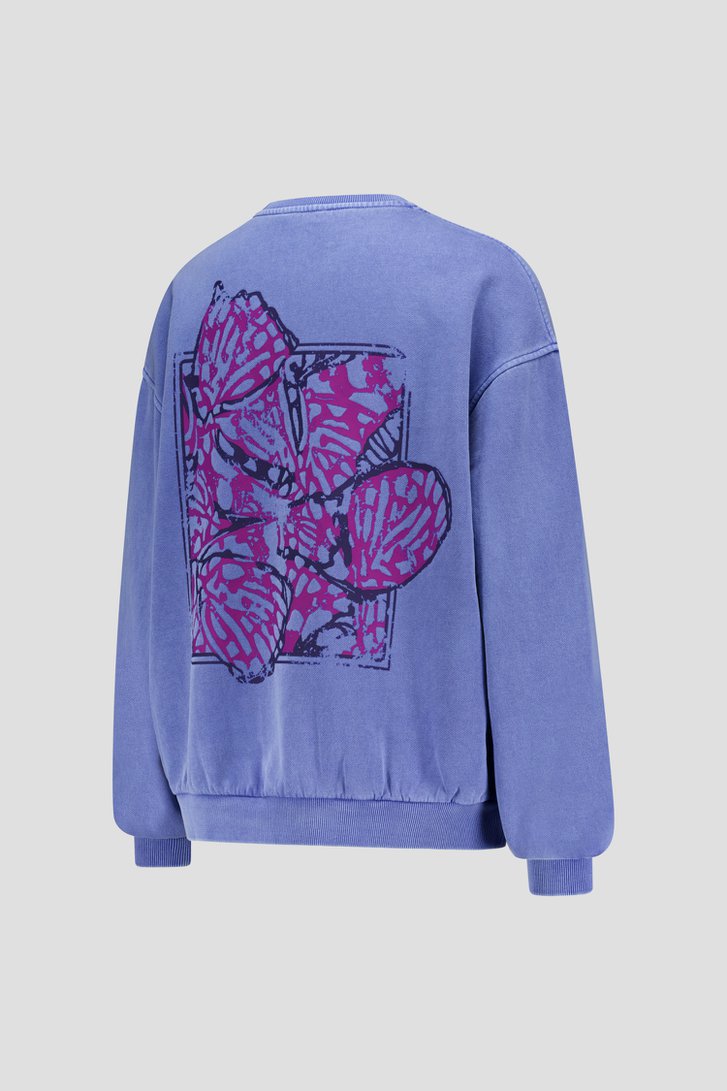 Pull bleu clair à imprimé rose de Louise pour Femmes