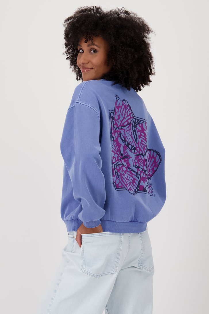 Pull bleu clair à imprimé rose de Louise pour Femmes