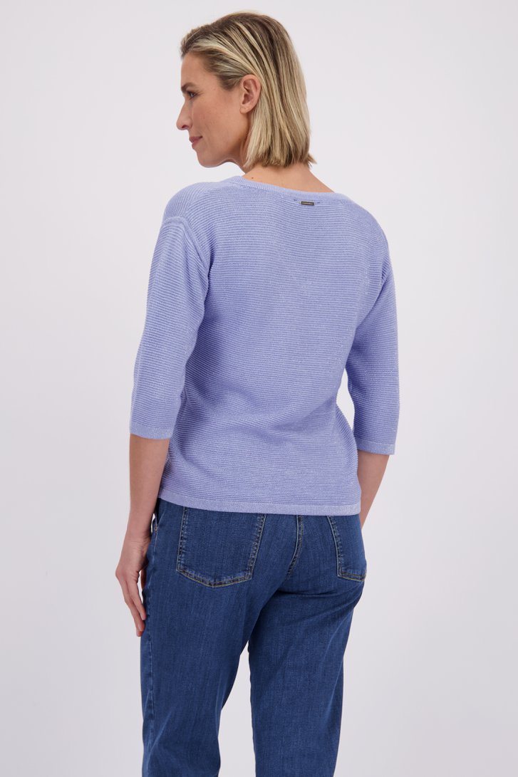 Le dos de Pull bleu clair à paillettes de Claude Arielle pour Femmes