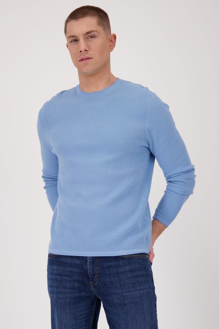 Pull bleu clair à structure fine  de Casual Five pour Hommes
