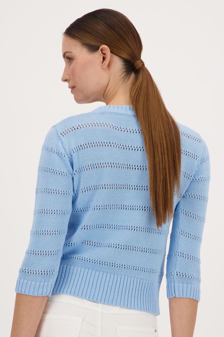 Pull bleu clair avec motif ajouré de More & More pour Femmes