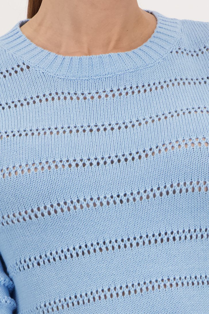 Pull bleu clair avec motif ajouré de More & More pour Femmes