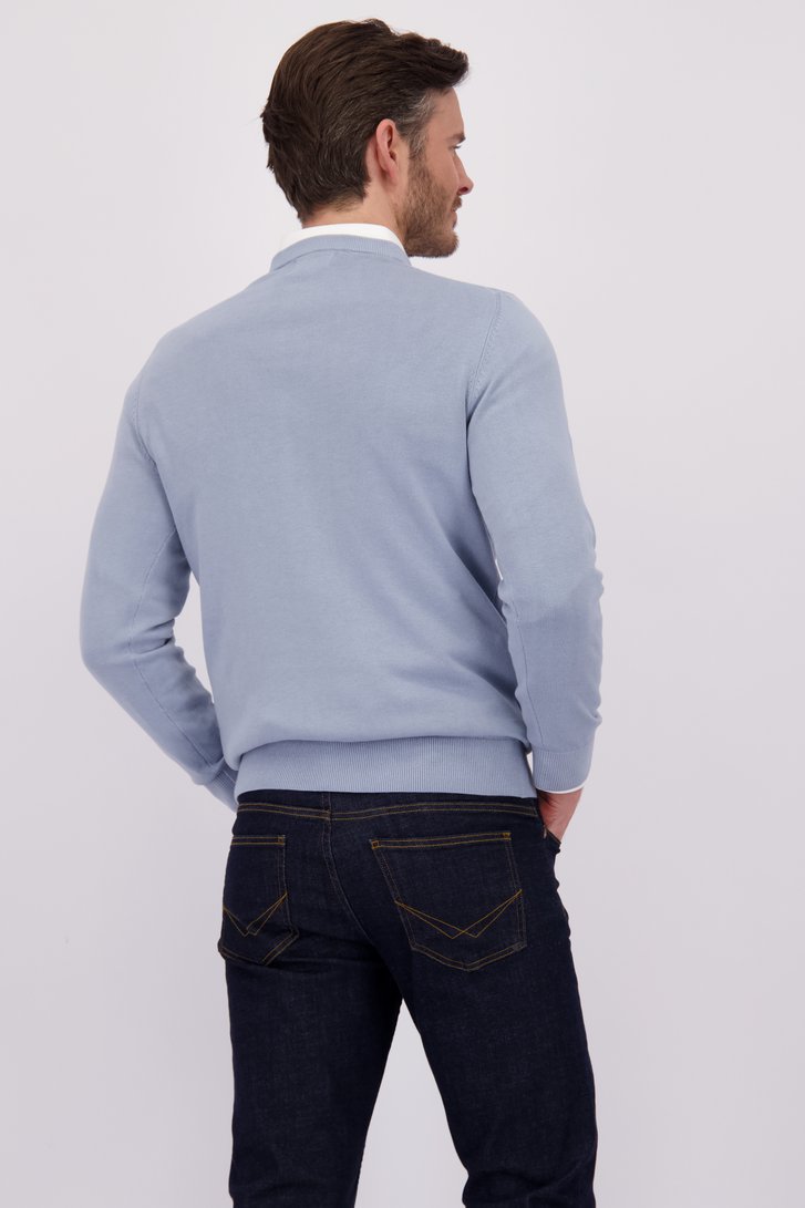 Le dos de Pull bleu clair en maille à col V de Michaelis pour Hommes