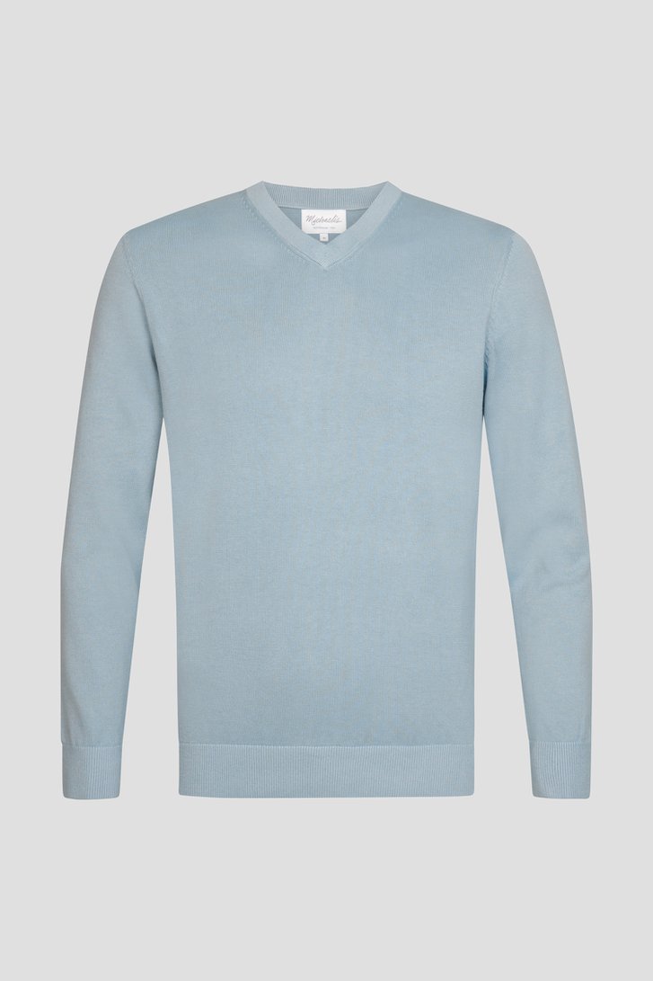Photo produit 1 de Pull bleu clair en maille à col V de Michaelis pour Hommes