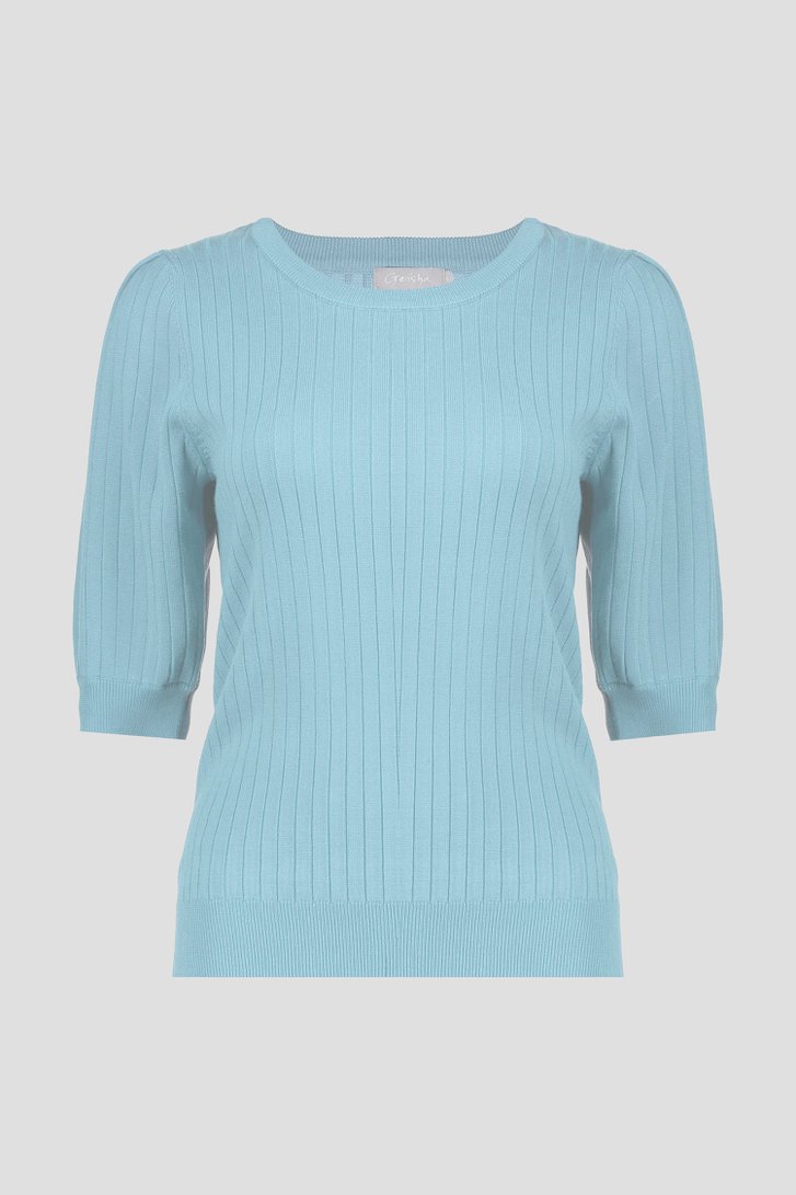 Pull bleu clair en maille à manches mi-longues de Geisha pour Femmes