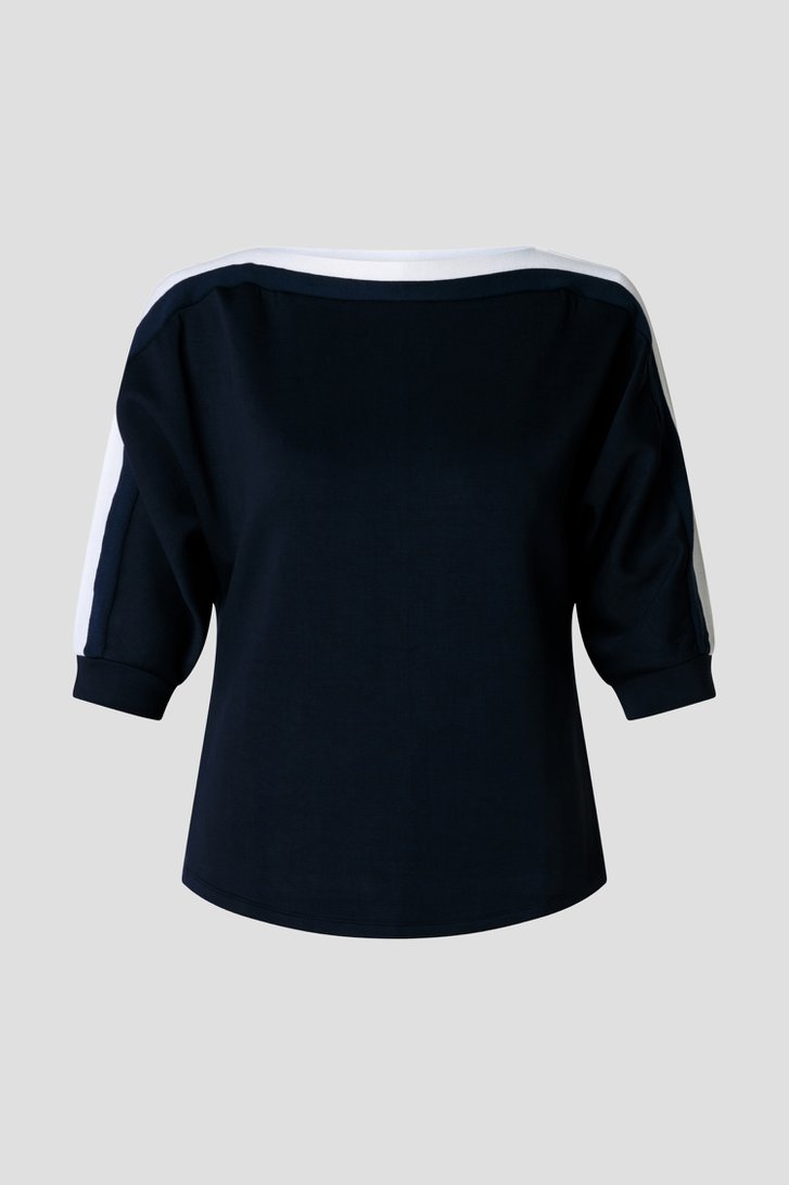 Photo produit 1 de Pull bleu doux à col bateau de Yest Curve pour Femmes