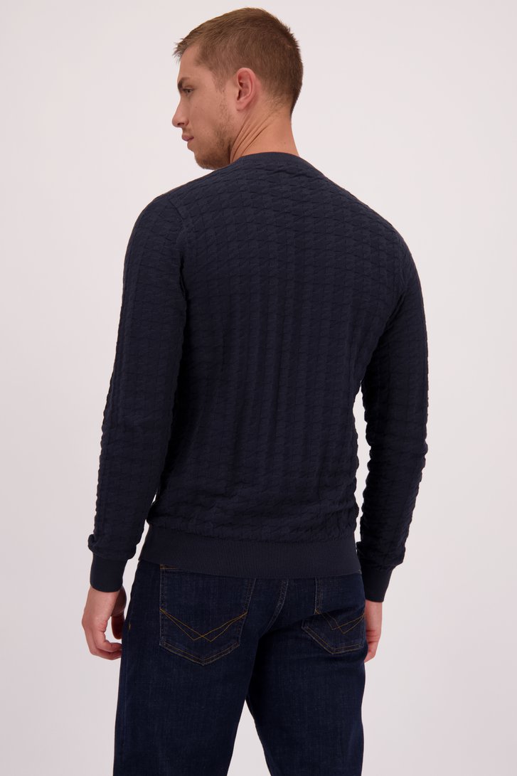 Le dos de Pull bleu en coton de Casual Five pour Hommes