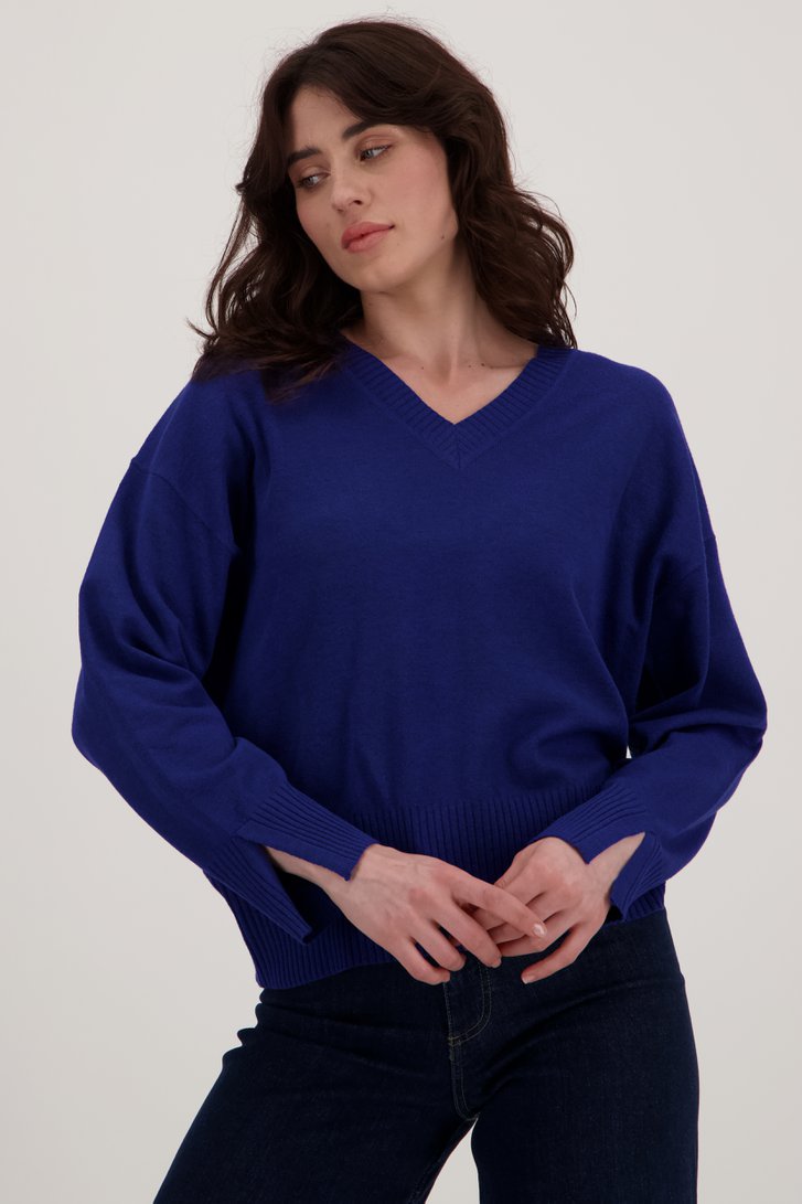 Pull bleu en maille fine avec encolure en V de JDY pour Femmes