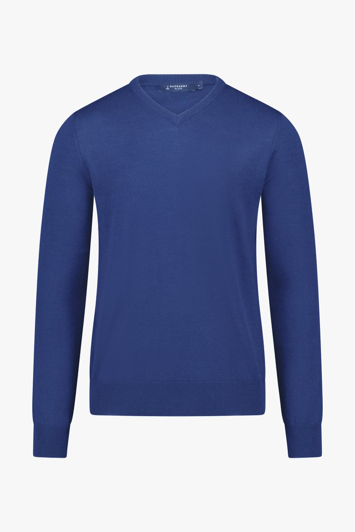Pull bleu fin avec col en V de Dansaert Black pour Hommes