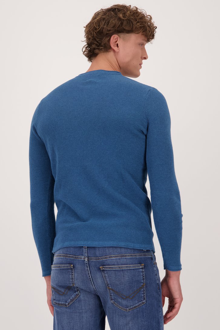 Pull bleu finement texturé de Casual Five pour Hommes