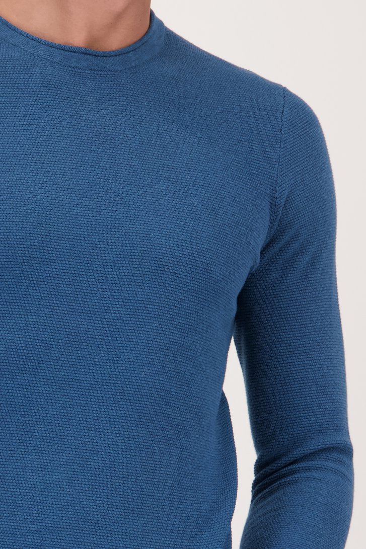 Pull bleu finement texturé de Casual Five pour Hommes
