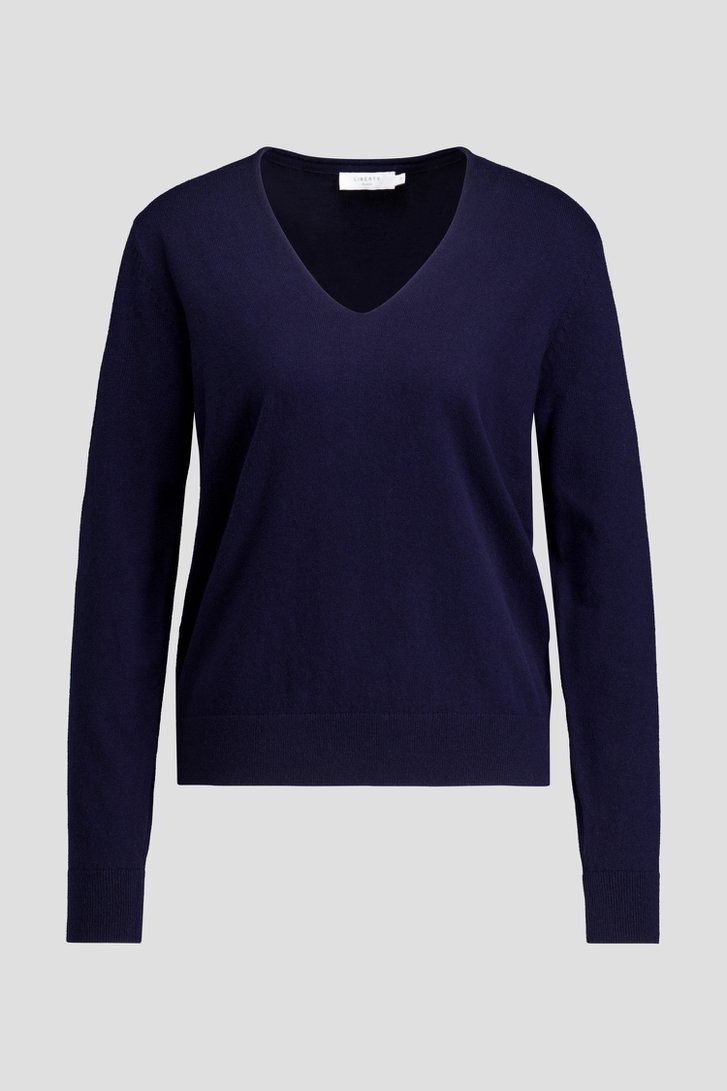 Photo produit 1 de Pull bleu foncé à col en V de Liberty Island pour Femmes
