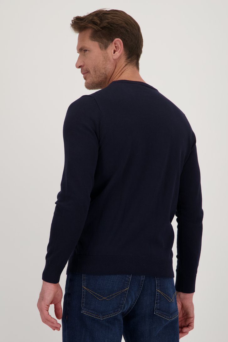 Le dos de Pull bleu foncé à col rond de Dansaert Blue pour Hommes