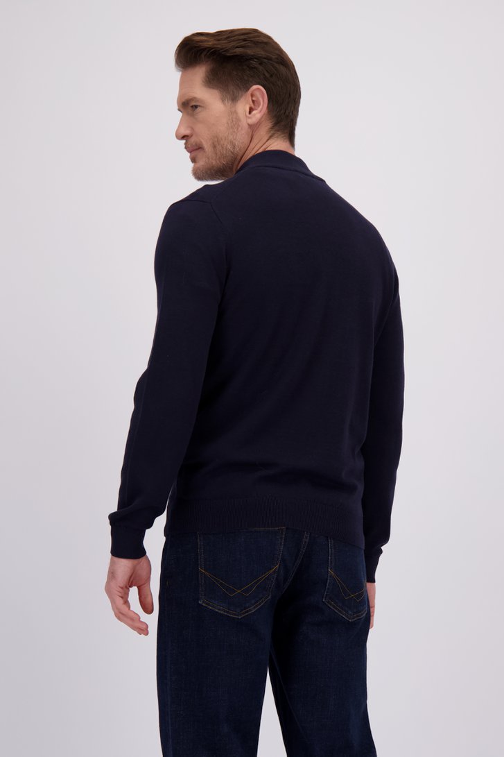 Le dos de Pull bleu foncé à col zippé de Dansaert Blue pour Hommes