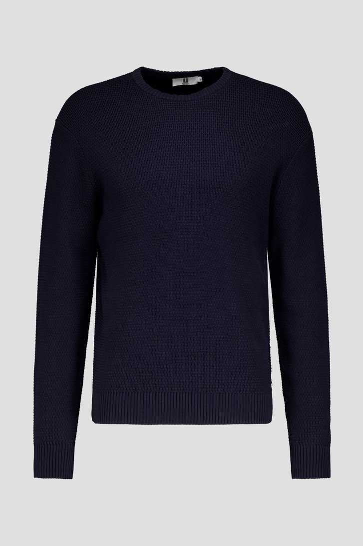Pull bleu foncé à structure fine de Upper East pour Hommes