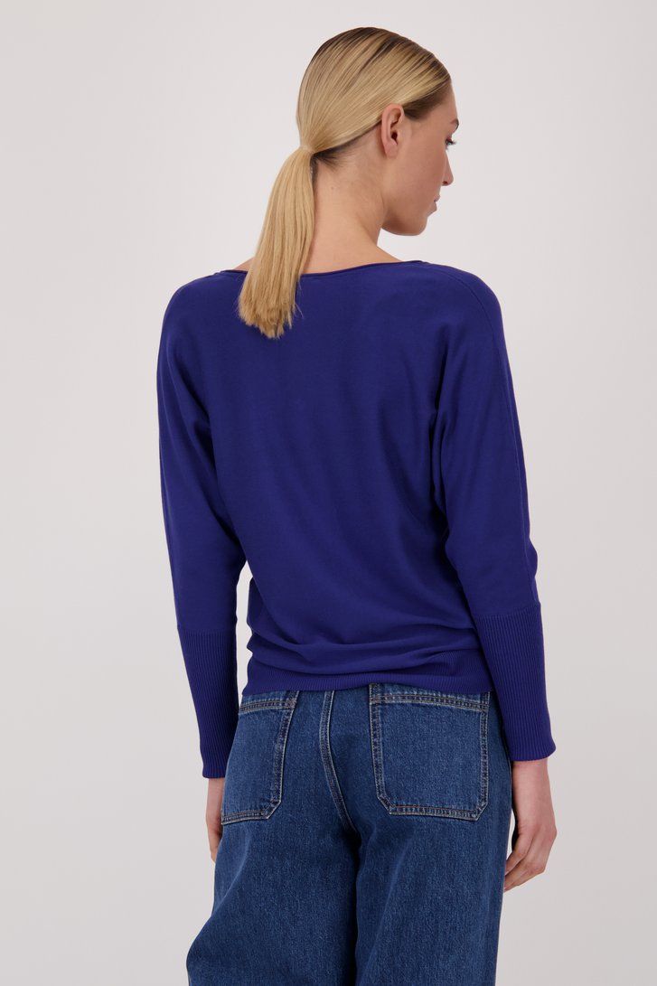 Pull bleu foncé avec col en V de Liberty Island pour Femmes