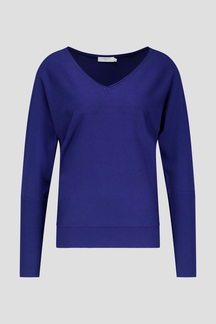 Pull bleu foncé avec col en V de Liberty Island pour Femmes