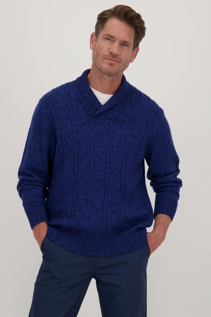 Pull bleu foncé avec de la laine	 de Dansaert Blue pour Hommes