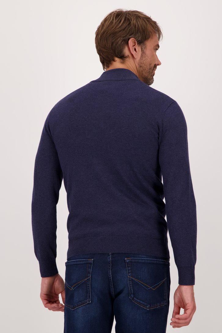 Pull bleu foncé avec fermeture éclair courte	 de Dansaert Blue pour Hommes