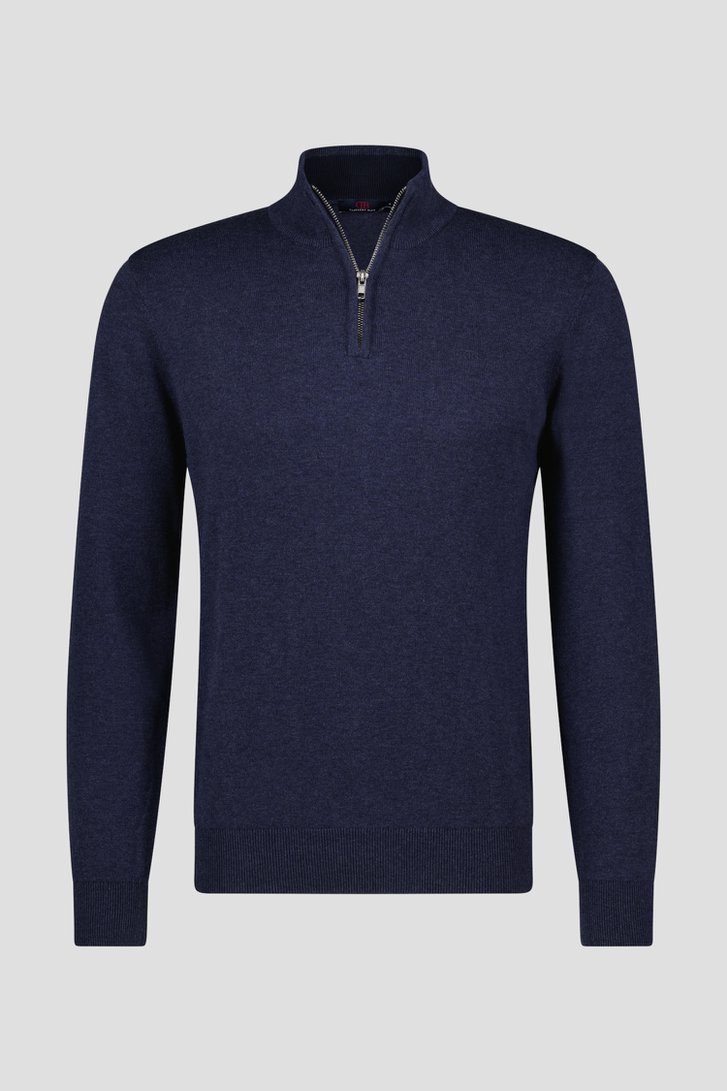 Pull bleu foncé avec fermeture éclair courte	 de Dansaert Blue pour Hommes