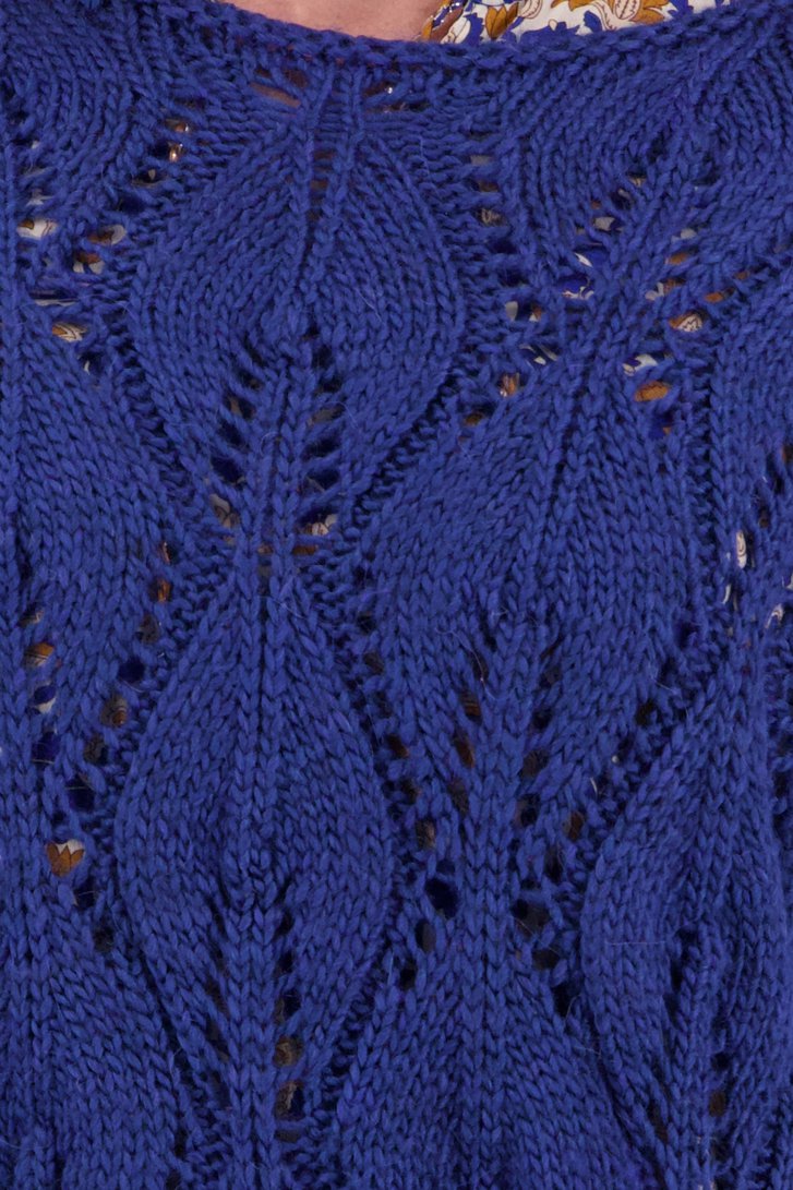 Pull bleu foncé crocheté avec motif de More & More pour Femmes