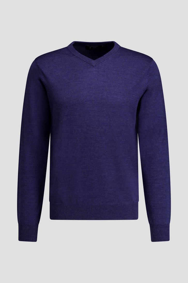 Photo produit 1 de Pull bleu foncé en laine à col V de Dansaert Black Premium pour Hommes