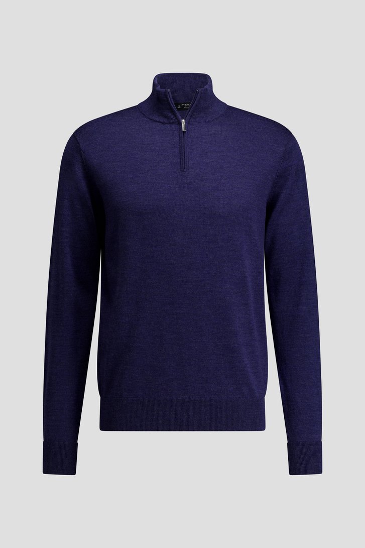 Photo produit 1 de Pull bleu foncé en laine à col zippé de Dansaert Black Premium pour Hommes
