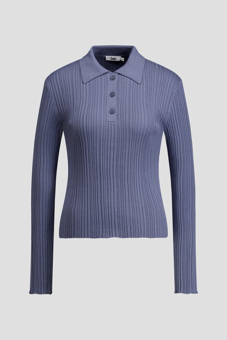 Photo produit 1 de Pull bleu gris à col polo de Louise pour Femmes