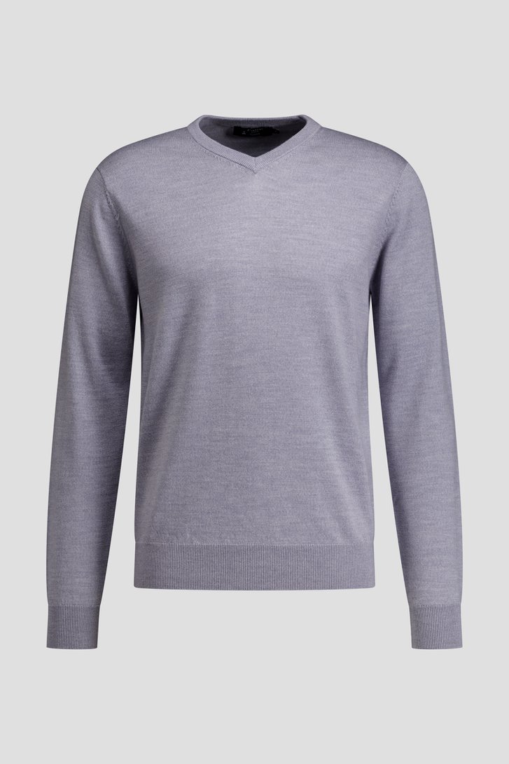 Photo produit 1 de Pull bleu gris en laine à col V de Dansaert Black Premium pour Hommes