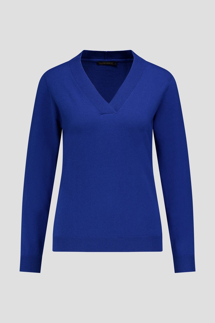 Photo produit 1 de Pull bleu marine avec col en V de Claude Arielle pour Femmes
