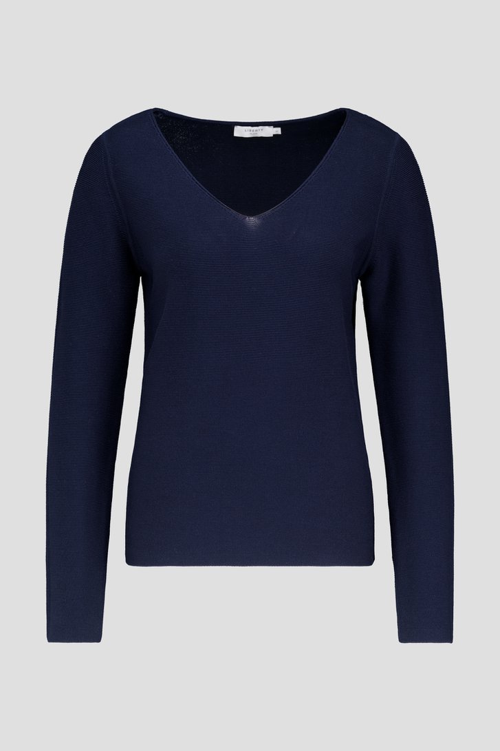 Pull bleu marine avec col en V de Liberty Island pour Femmes