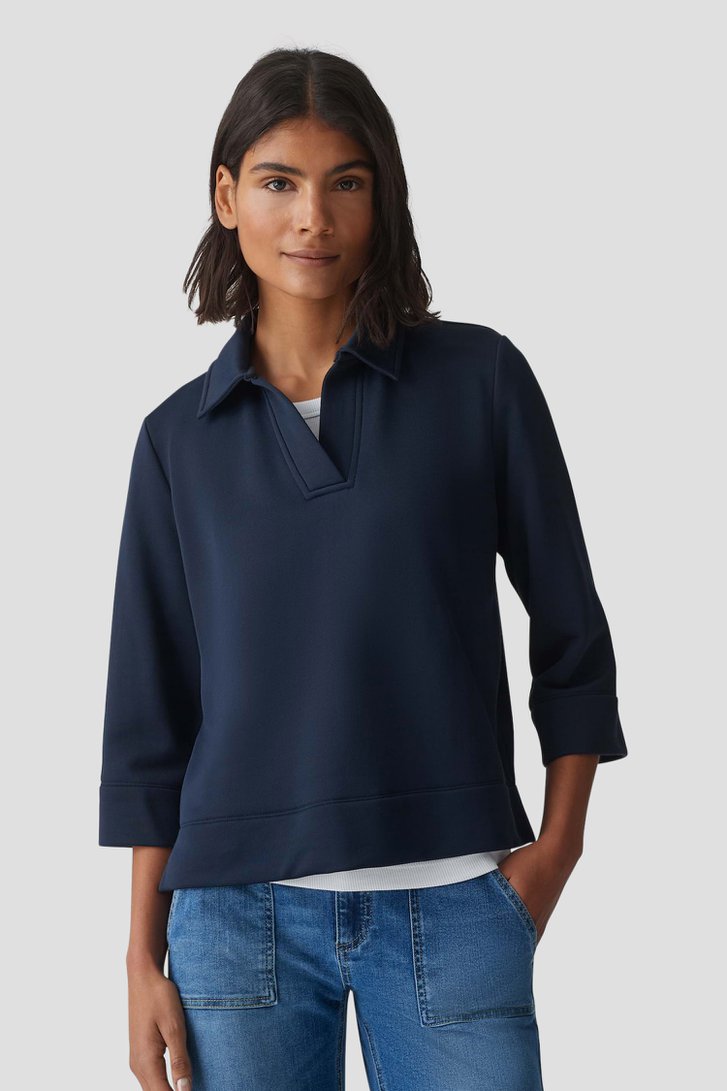 Pull bleu marine avec col polo de Opus pour Femmes