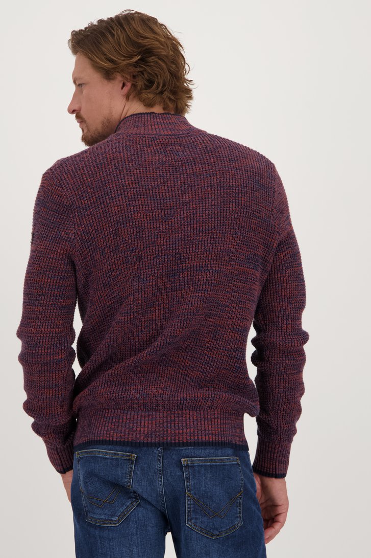 Pull bleu-orange avec fermeture éclair courte de Bluefields pour Hommes