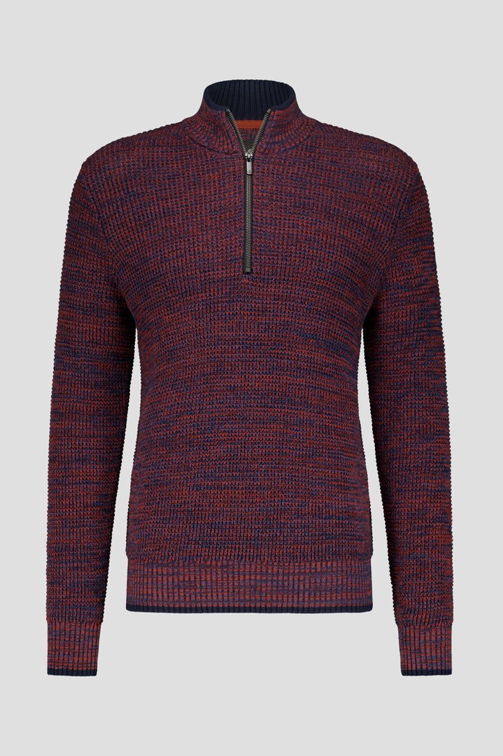 Pull bleu-orange avec fermeture éclair courte de Bluefields pour Hommes