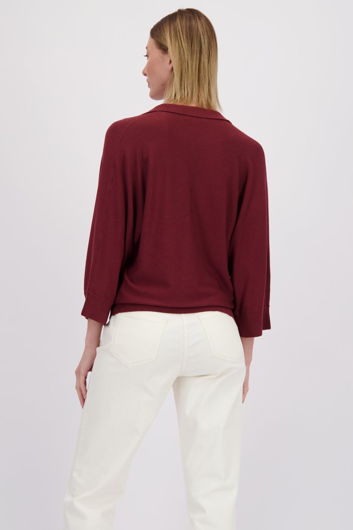 Le dos de Pull bordeaux à col en V de D'Auvry pour Femmes