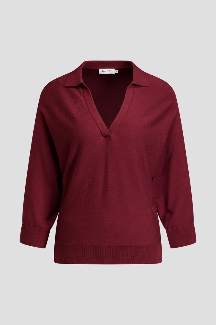 Photo produit 1 de Pull bordeaux à col en V de D'Auvry pour Femmes