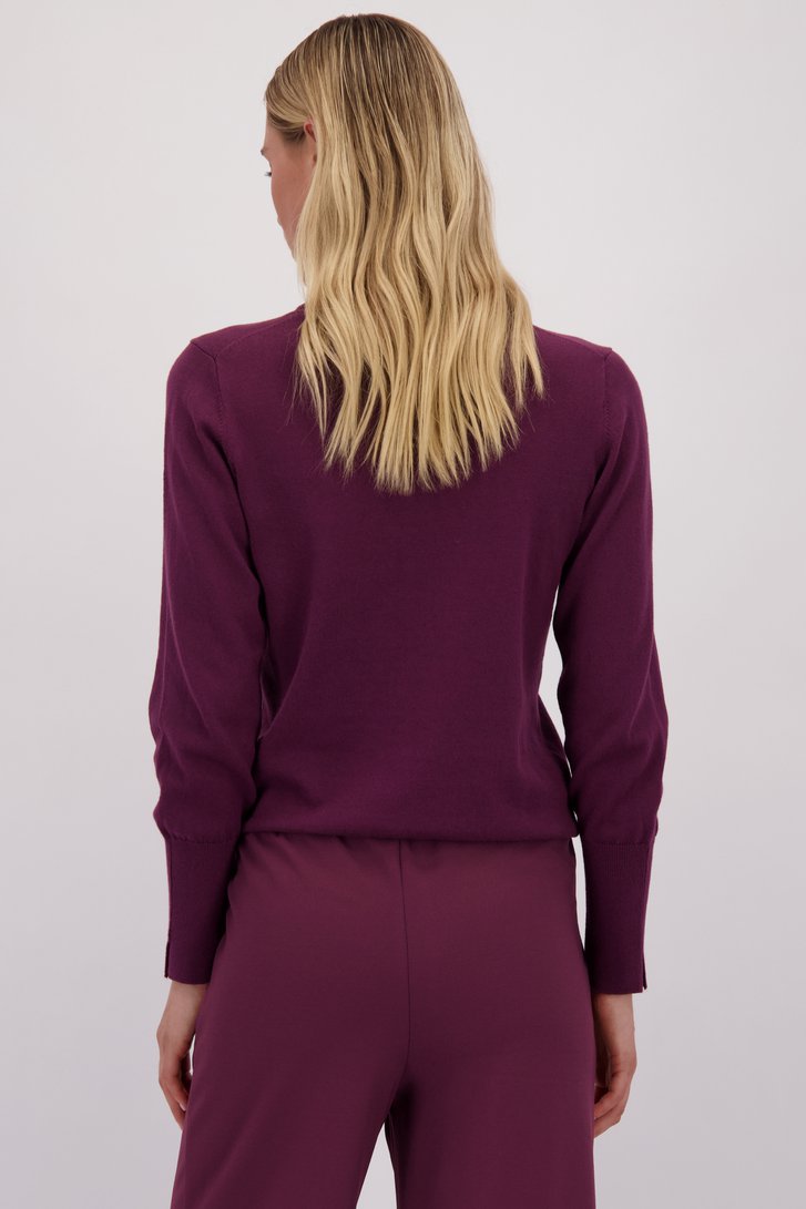 Le dos de Pull bordeaux à col rond de Liberty Island pour Femmes