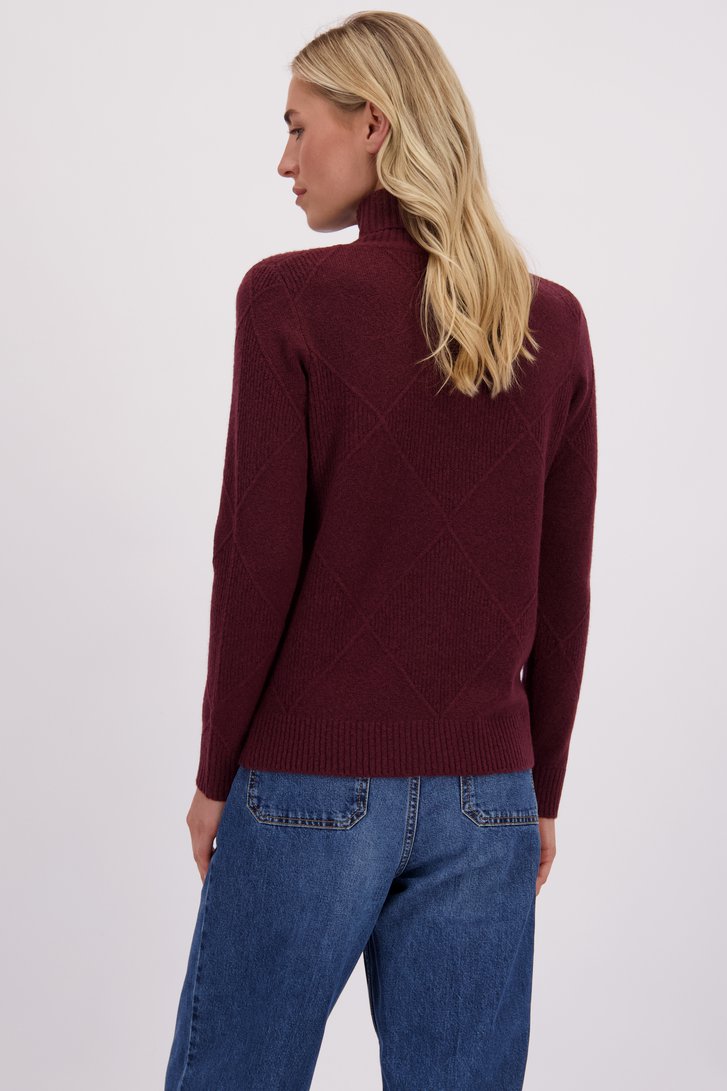 Le dos de Pull bordeaux à col roulé de Liberty Island pour Femmes