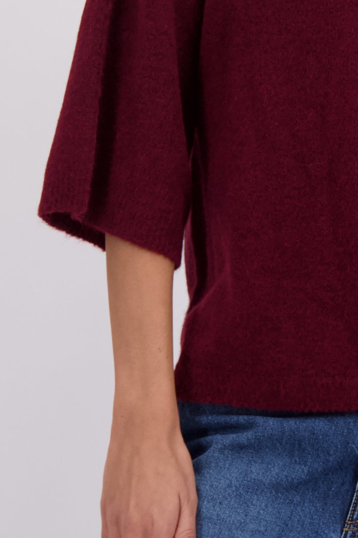 Détail de Pull bordeaux à manches trois-quarts de Geisha pour Femmes